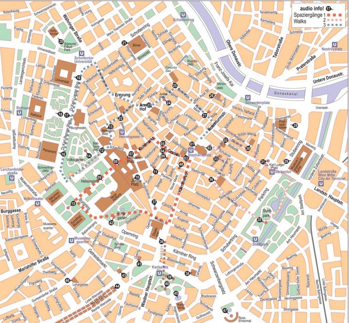 Карта Вене ван града