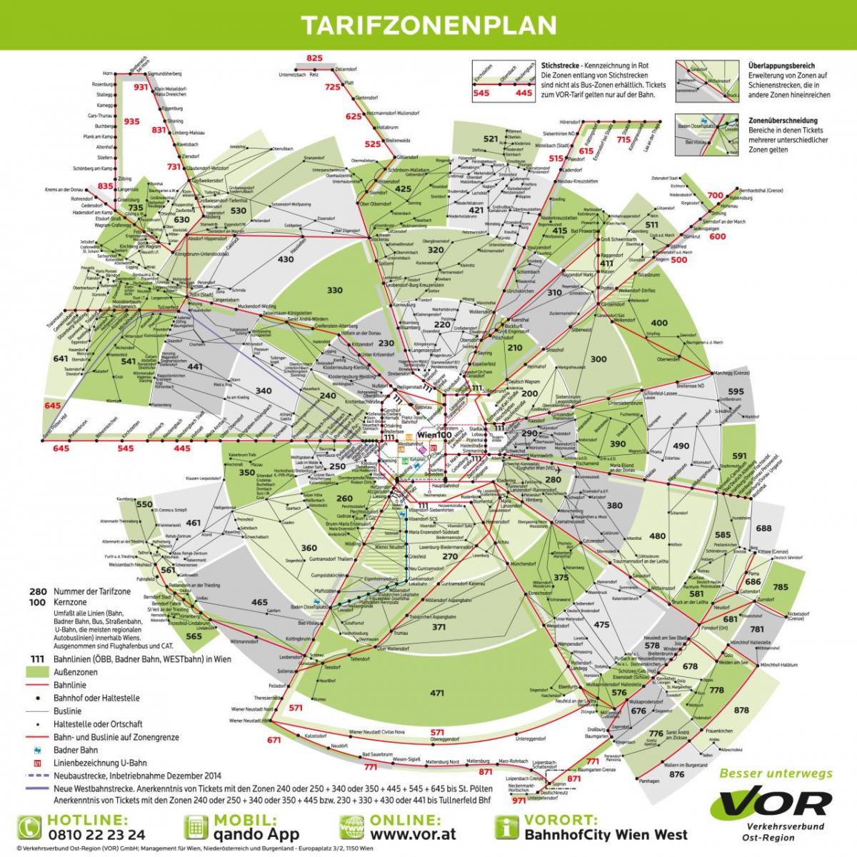Карта Вене саобраћајних зона