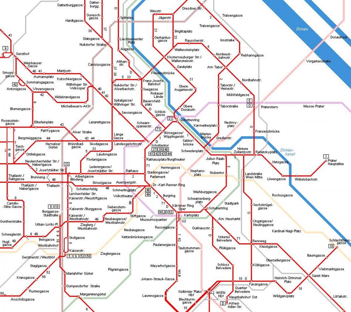 Беч Аустрија трамвај мапи