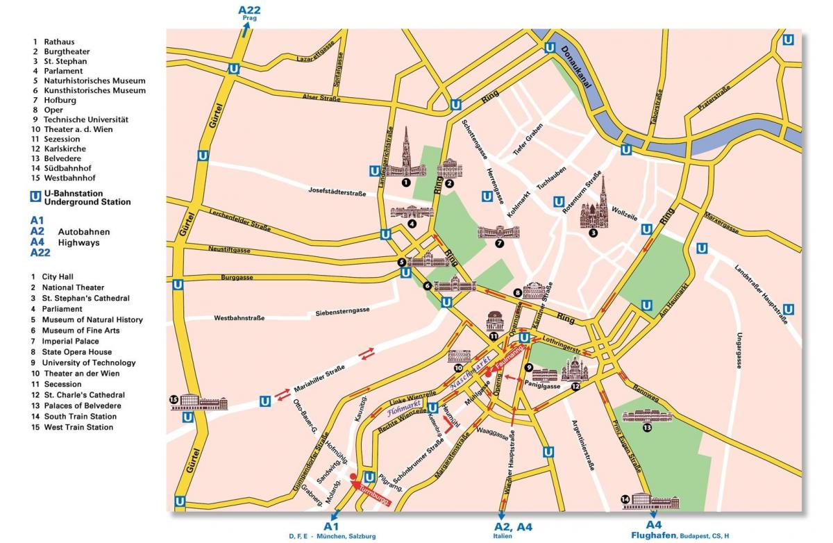 Карта Вене обилазнице 