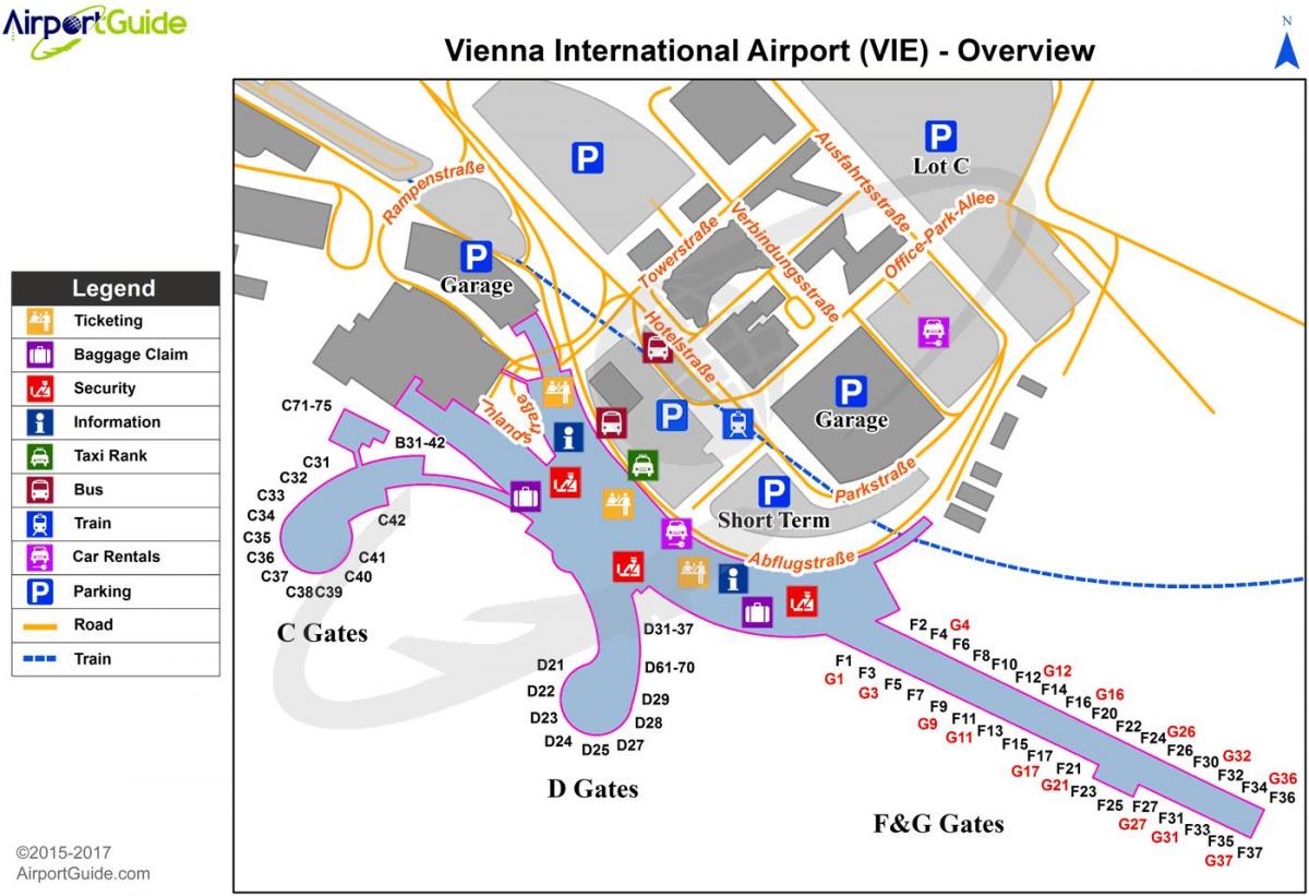 Карта Вене аеродрому одредишта 